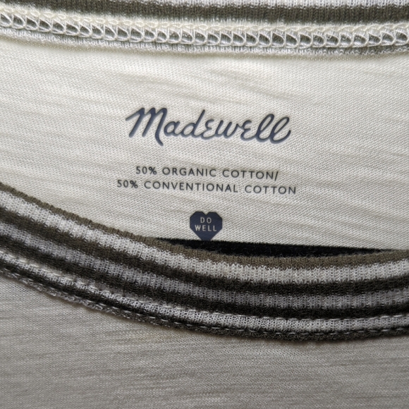 Madewell Whisper Cotton Ringer Tee Ivory Green 100% Cotton Women's Size M - Picture 2 of 4